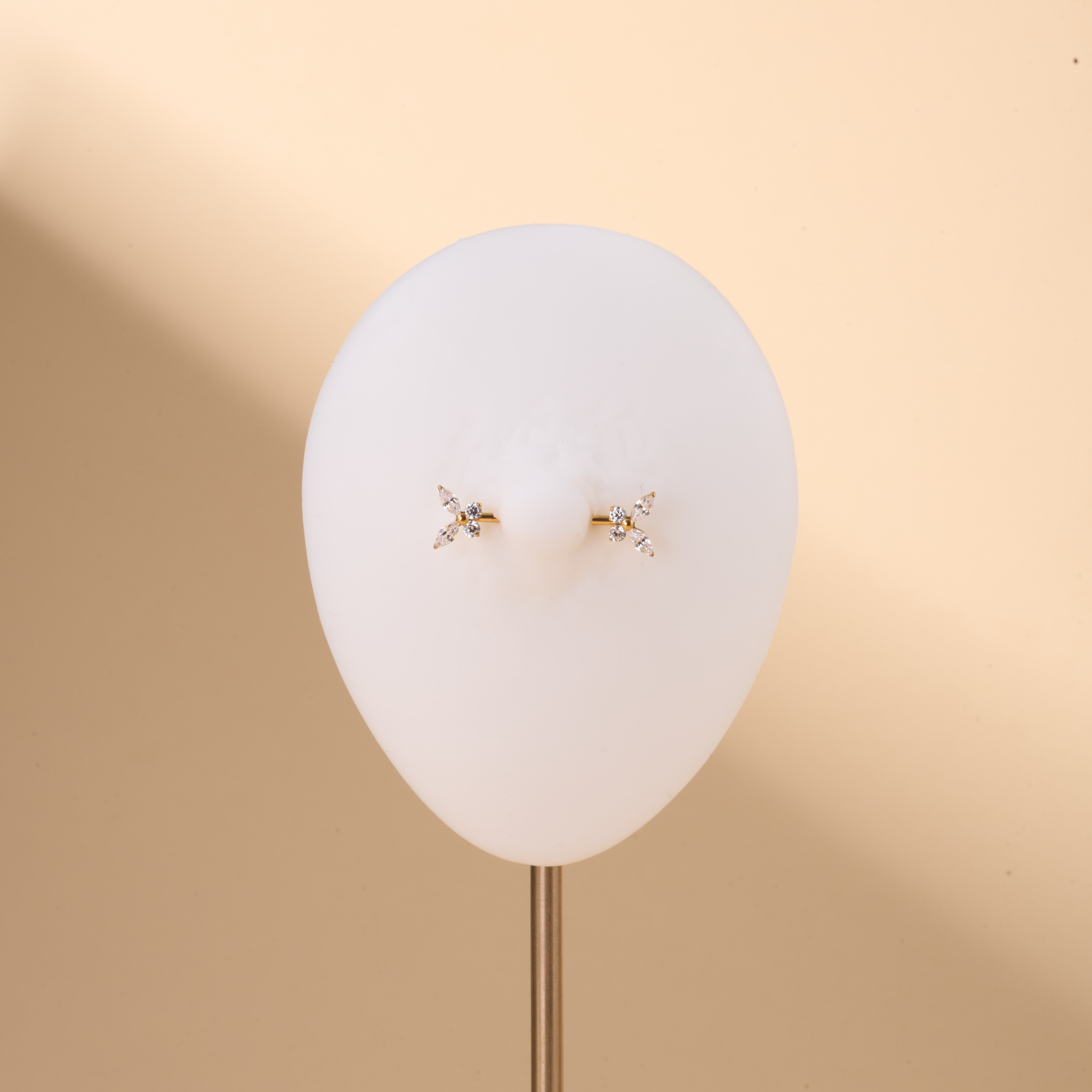 Piercing capezzoli farfalla delux bianca in oro - NovaNavel®
