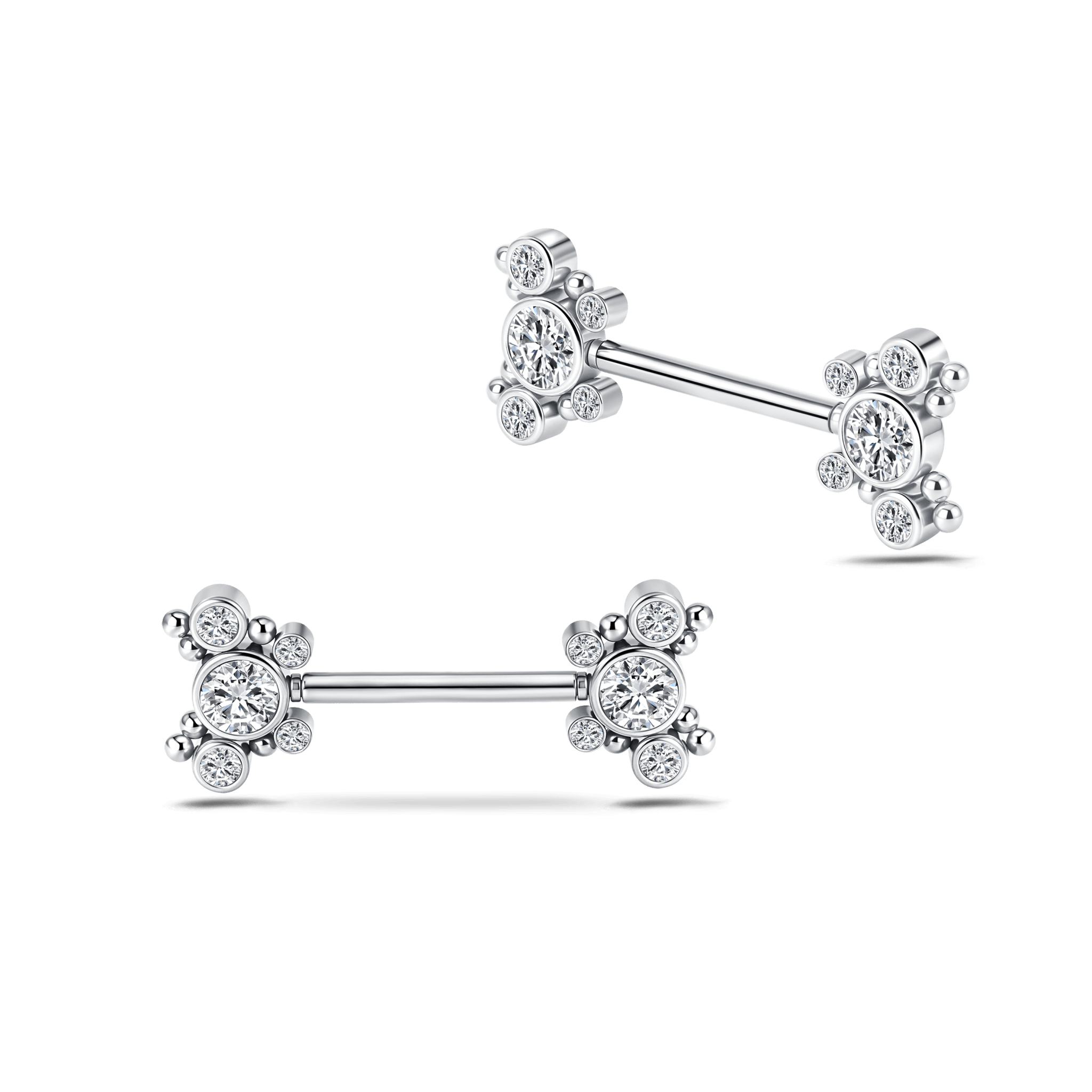 Piercing capezzoli farfalla sferica bianca in argento - NovaNavel