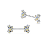 Piercing capezzoli farfalla sferica multicolor in argento - NovaNavel