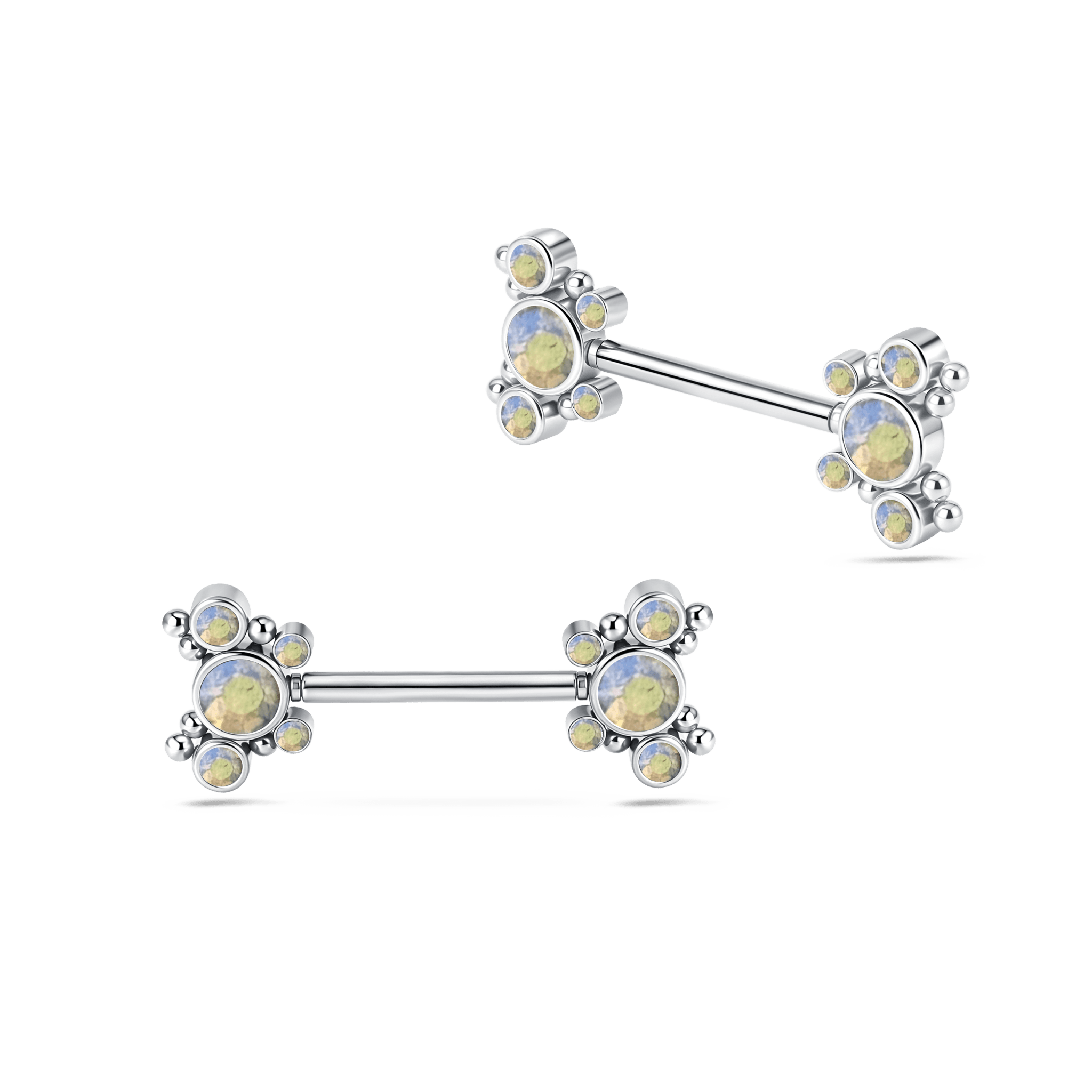Piercing capezzoli farfalla sferica multicolor in argento - NovaNavel