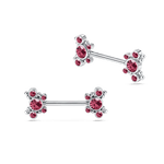 Piercing capezzoli farfalla sferica rossa in argento - NovaNavel