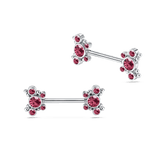 Piercing capezzoli farfalla sferica rossa in argento - NovaNavel