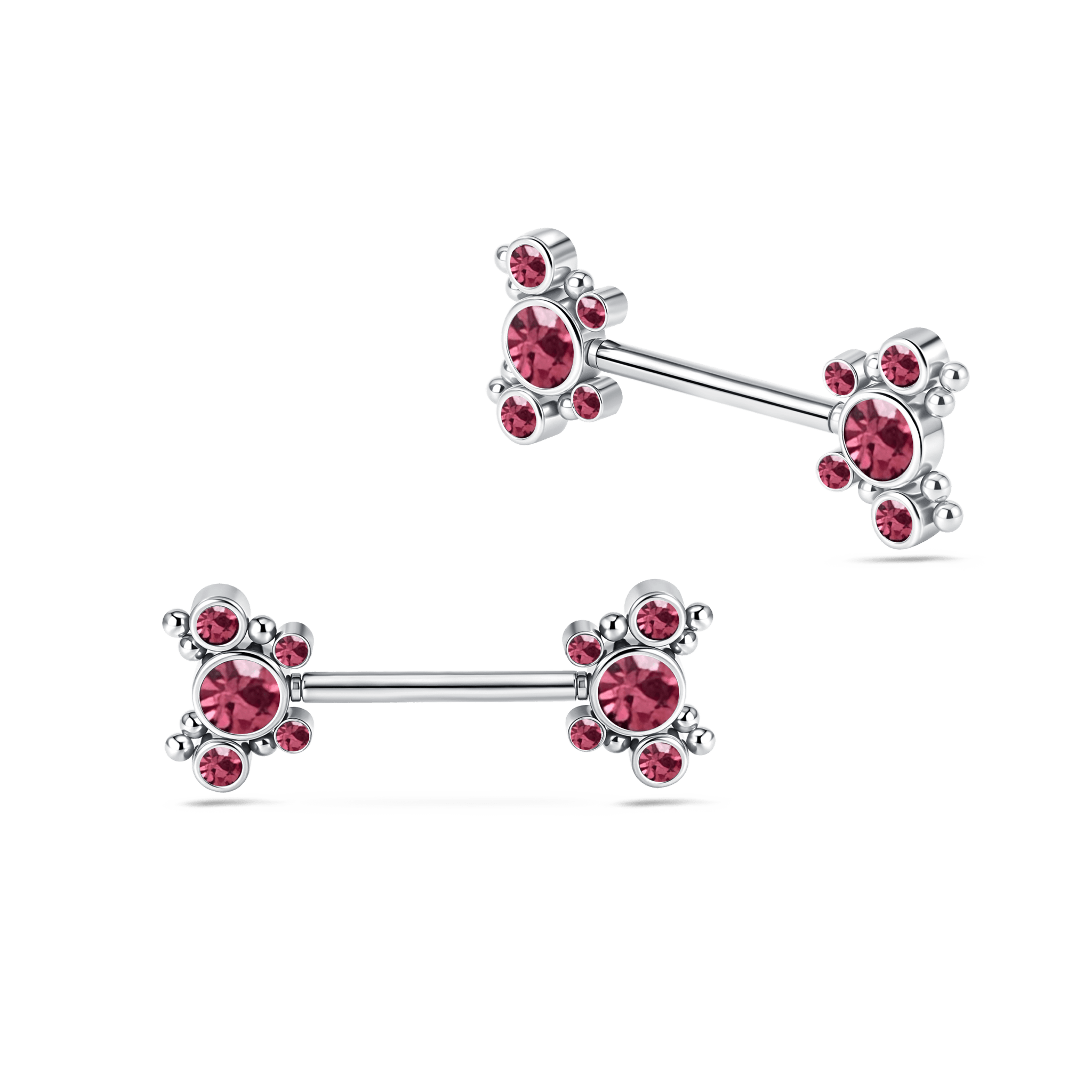 Piercing capezzoli farfalla sferica rossa in argento - NovaNavel