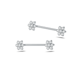 Piercing capezzoli fiore bianco in argento - NovaNavel®