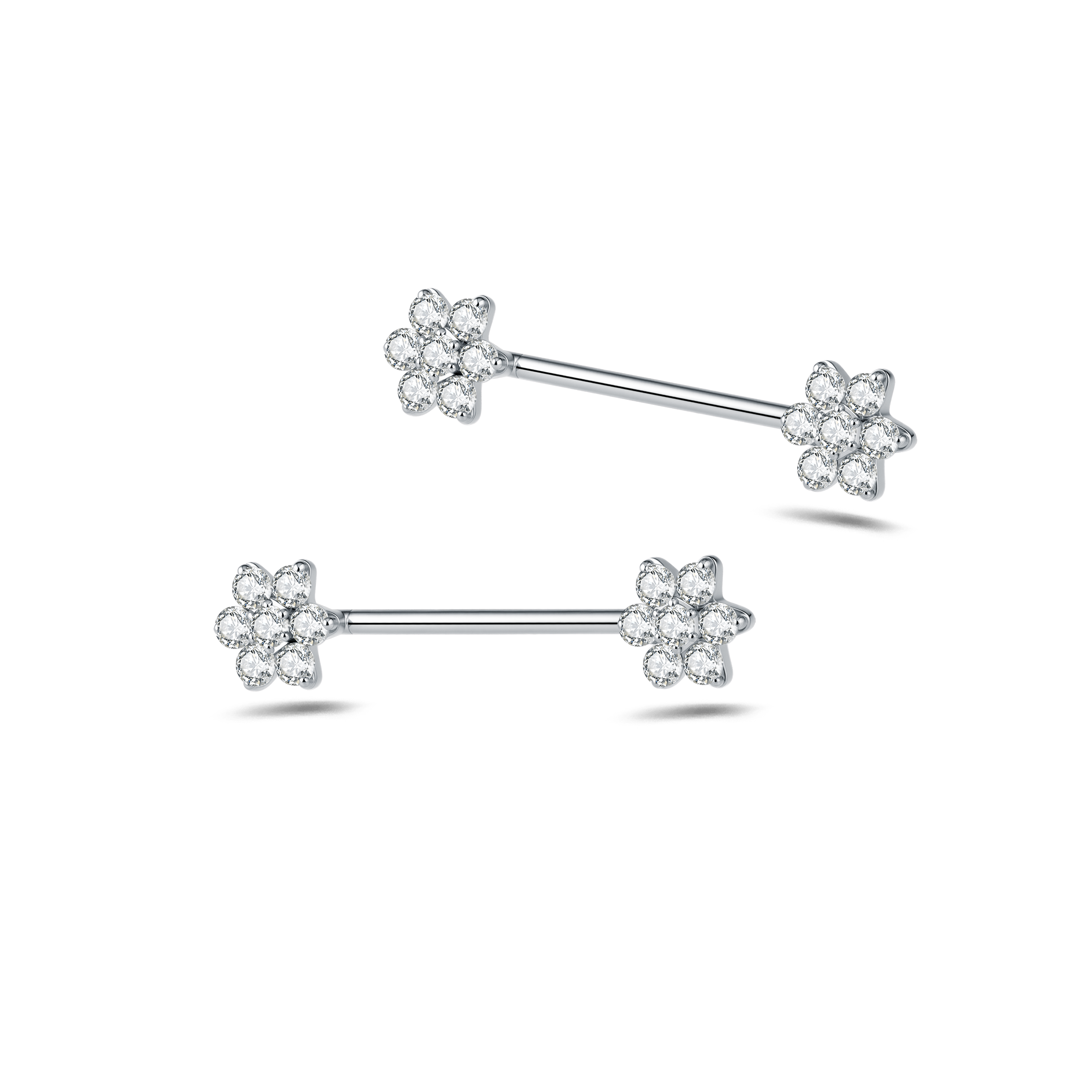 Piercing capezzoli fiore bianco in argento - NovaNavel®
