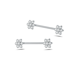 Piercing capezzoli fiore bianco in argento - NovaNavel®