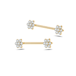 Piercing capezzoli fiore bianco in oro - NovaNavel®
