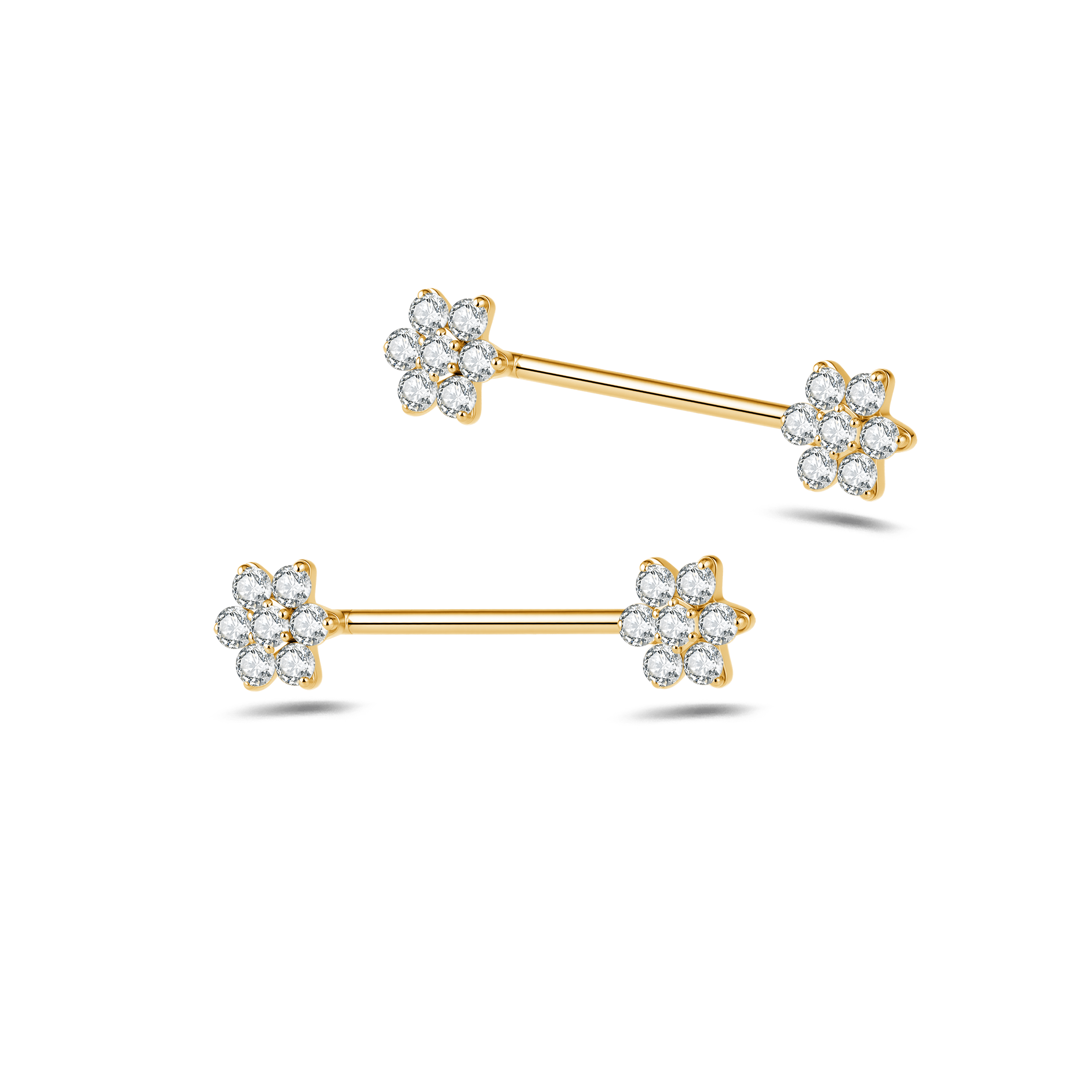 Piercing capezzoli fiore bianco in oro - NovaNavel®