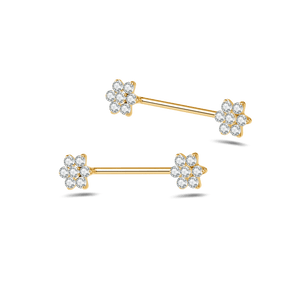 Piercing capezzoli fiore bianco in oro - NovaNavel®