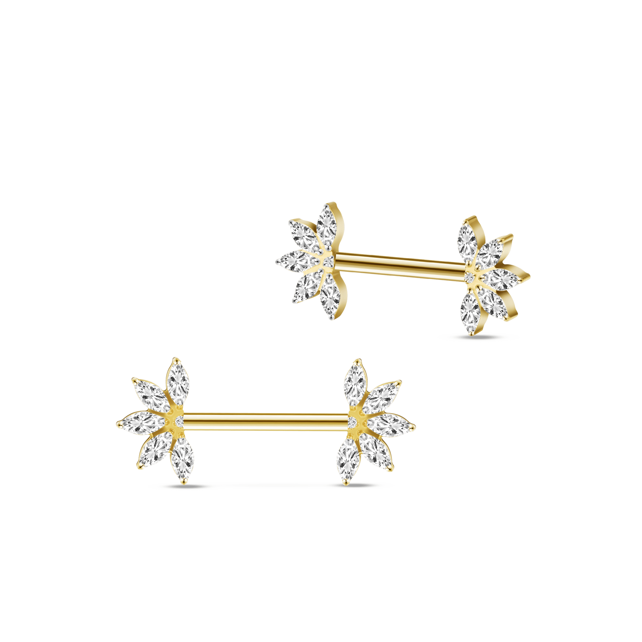 Piercing capezzoli loto cinque petali in oro - NovaNavel