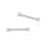 Piercing capezzoli mini sfera bianca opale in argento - NovaNavel