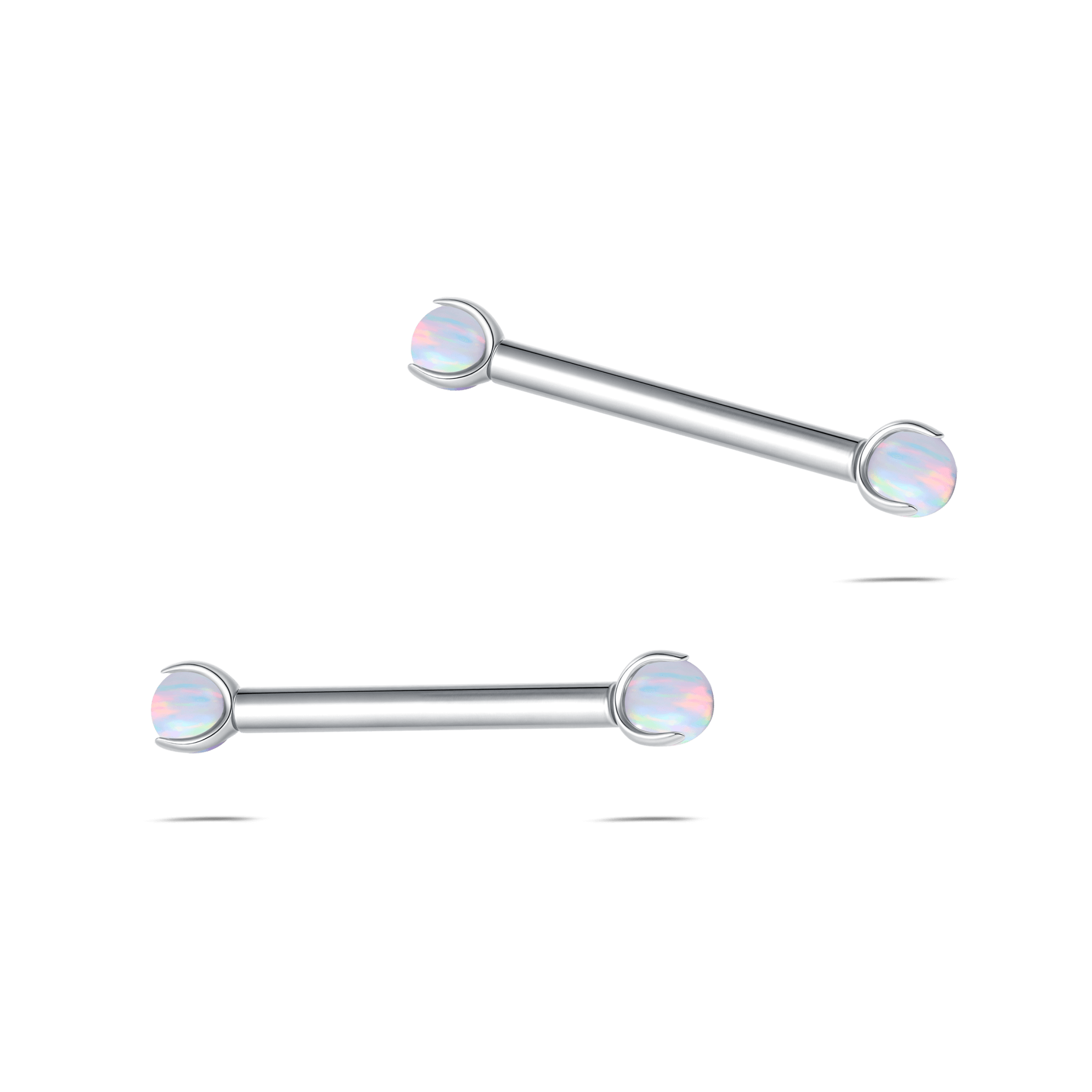 Piercing capezzoli mini sfera bianca opale in argento - NovaNavel