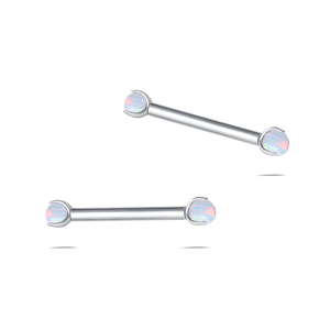 Piercing capezzoli mini sfera bianca opale in argento - NovaNavel