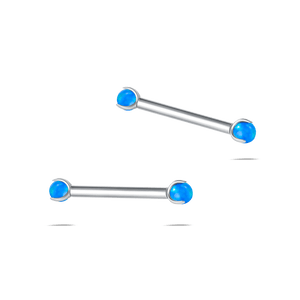 Piercing capezzoli mini sfera blu opale in argento - NovaNavel