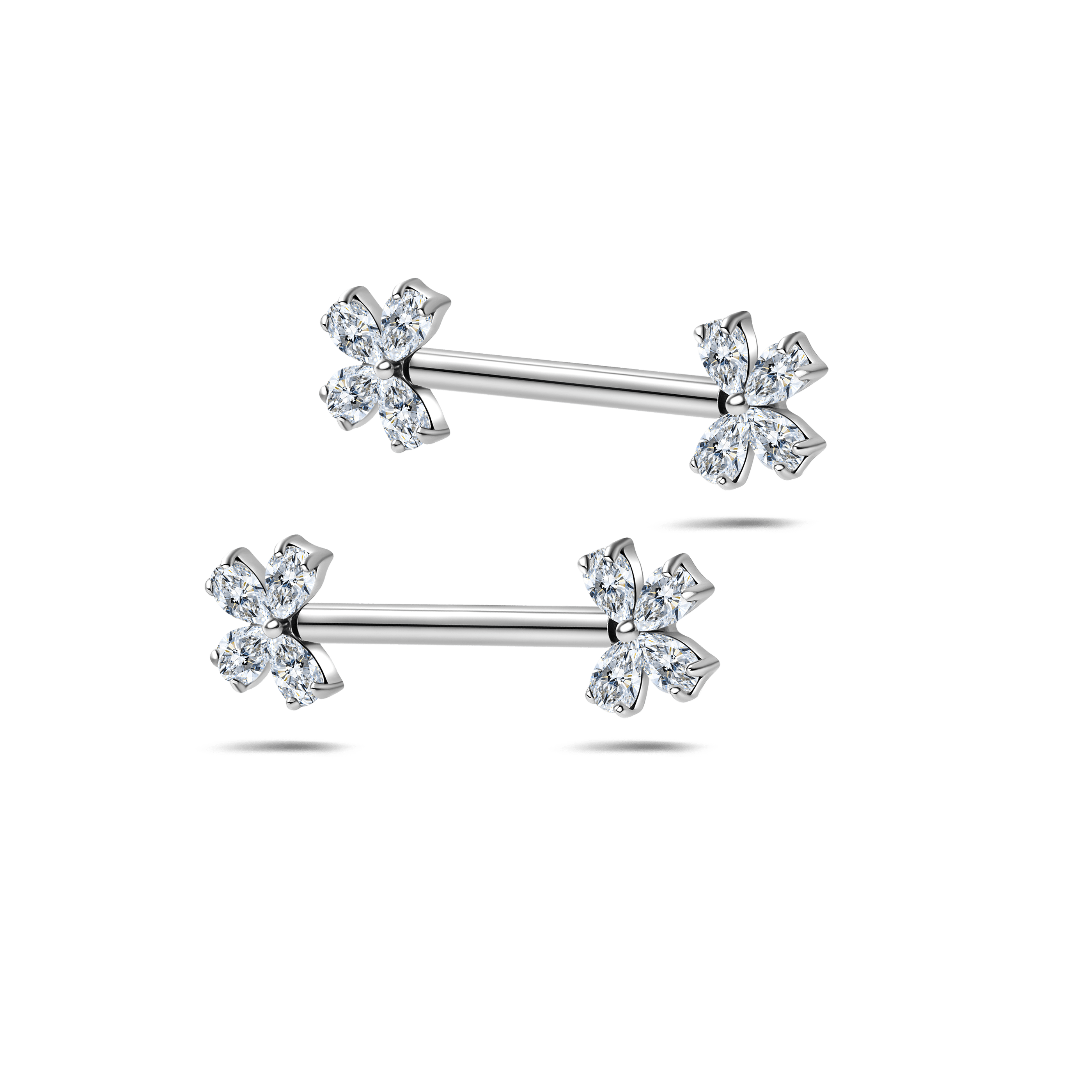 Piercing capezzoli petalo bianco in argento - NovaNavel®