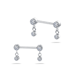 Piercing capezzoli punto luce con pendente bianco in argento - NovaNavel