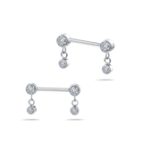 Piercing capezzoli punto luce con pendente bianco in argento - NovaNavel