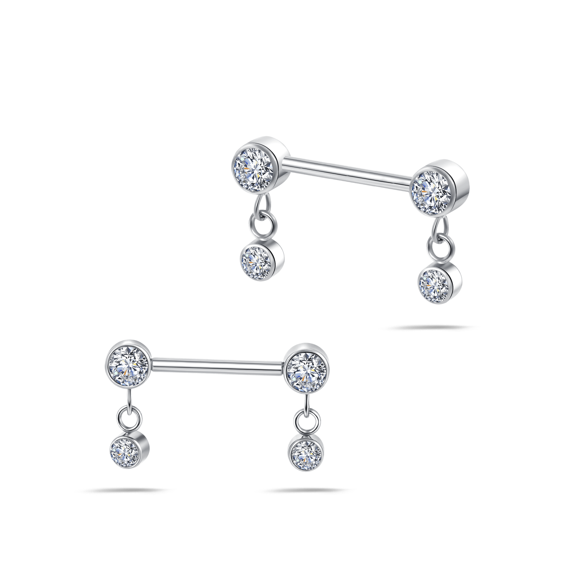 Piercing capezzoli punto luce con pendente bianco in argento - NovaNavel