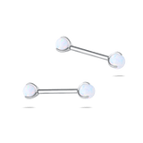 Piercing capezzoli sfera bianca opale in argento - NovaNavel