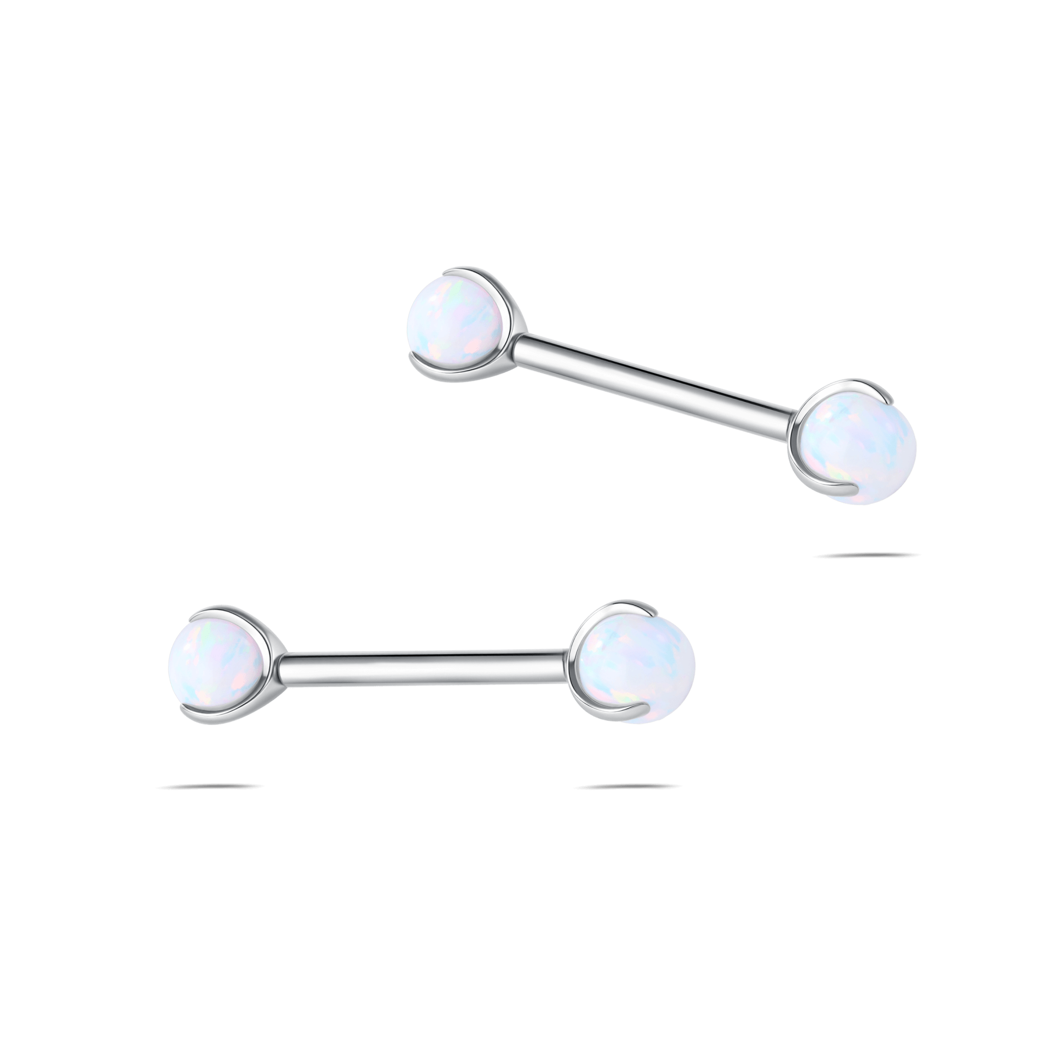 Piercing capezzoli sfera bianca opale in argento - NovaNavel