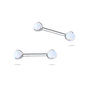 Piercing capezzoli sfera bianca opale in argento - NovaNavel