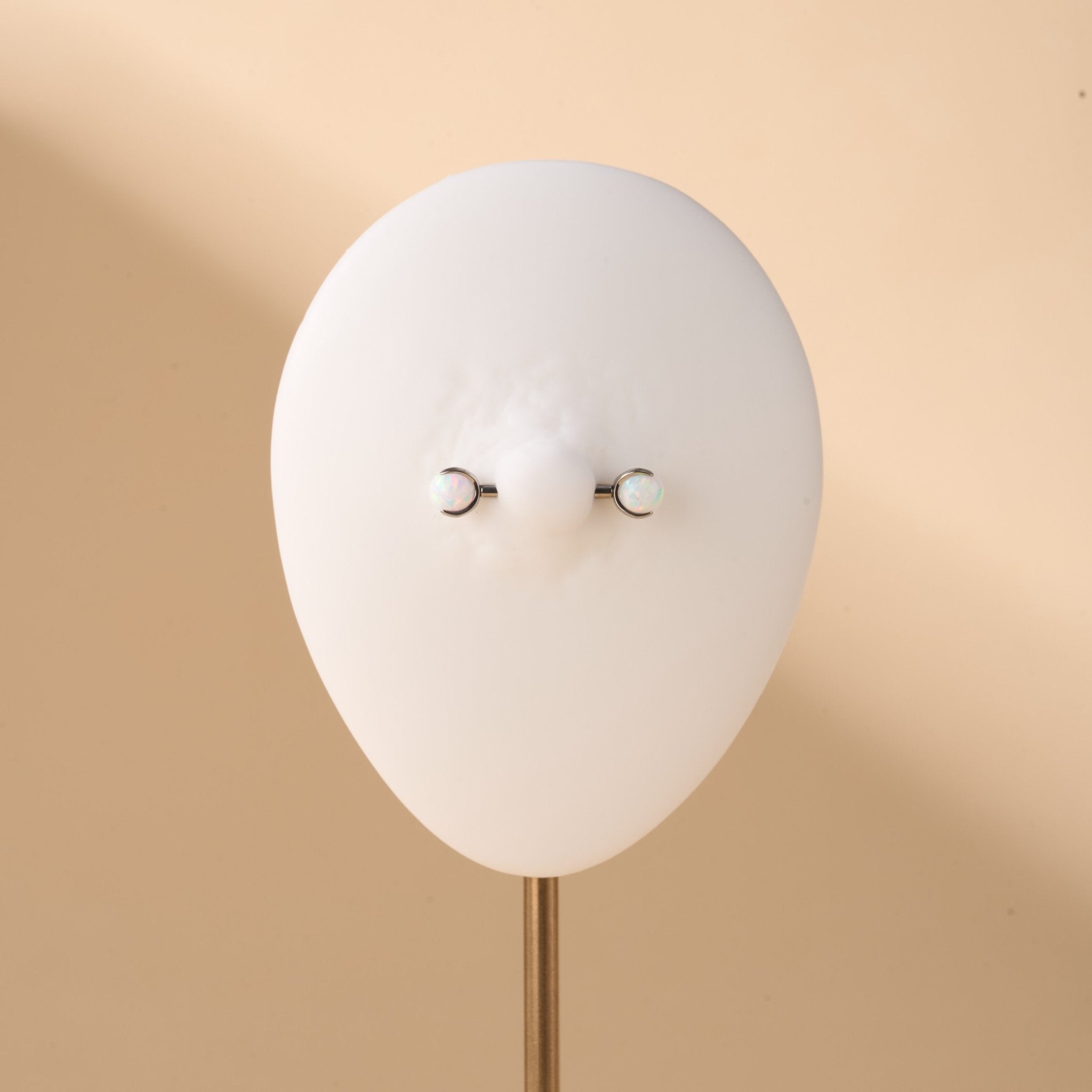 Piercing capezzoli sfera bianca opale in argento - NovaNavel