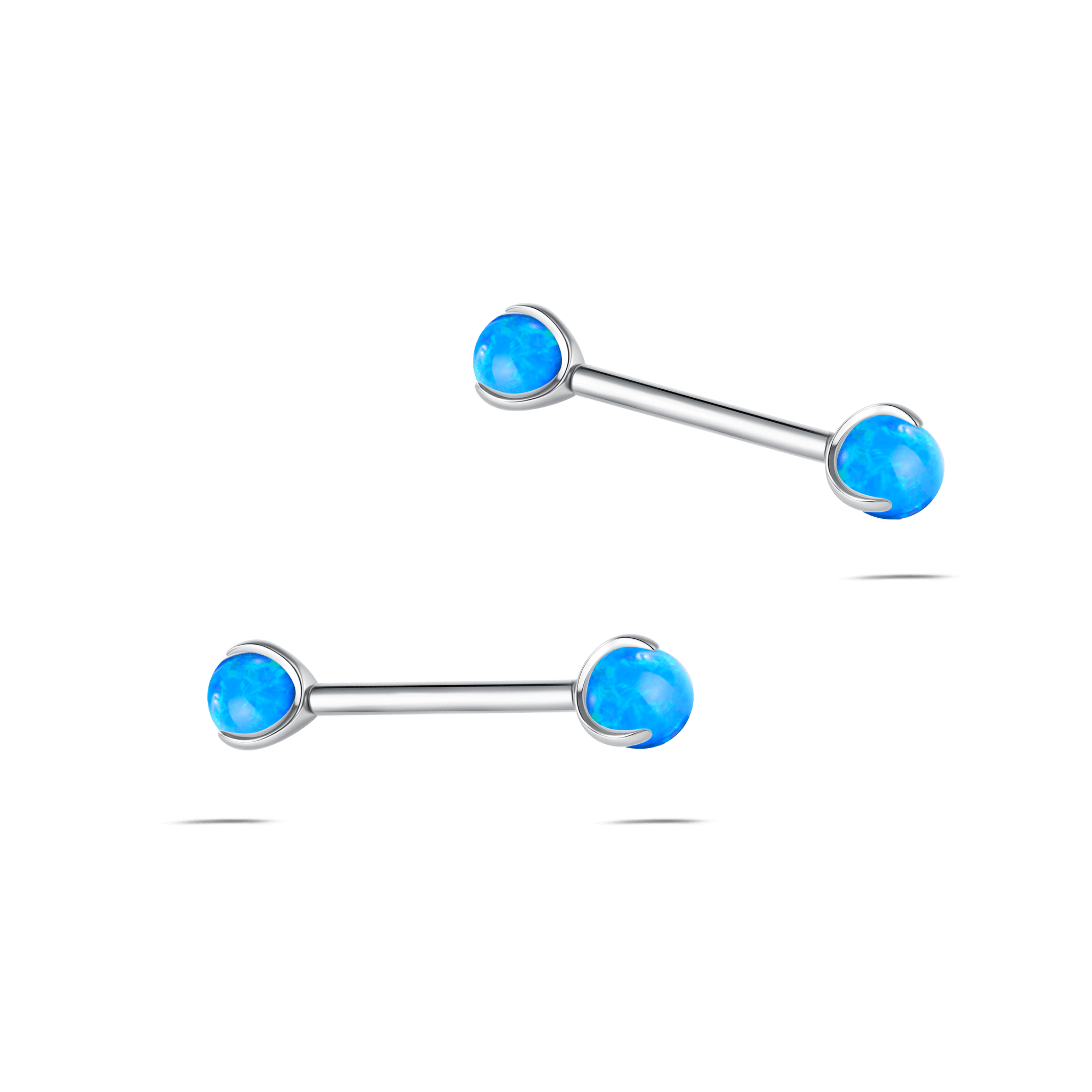 Piercing capezzoli sfera blu opale in argento - NovaNavel
