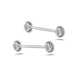 Piercing capezzoli sole bianco in argento - NovaNavel®