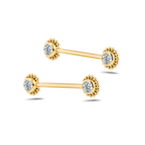 Piercing capezzoli sole bianco in oro - NovaNavel®