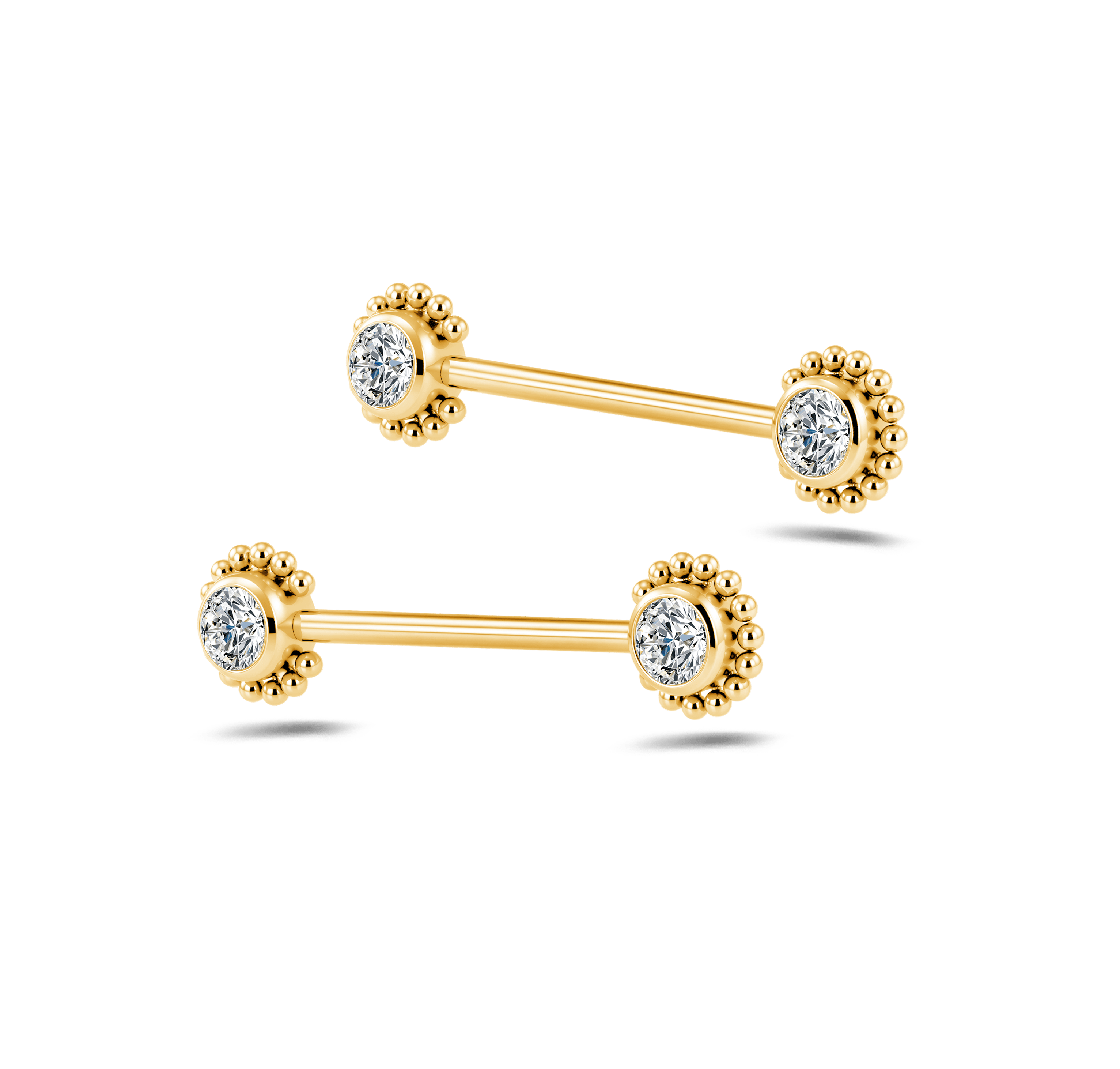 Piercing capezzoli sole bianco in oro - NovaNavel®
