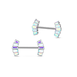 Piercing capezzoli ventaglio in argento con cristalli aurora boreale - NovaNavel