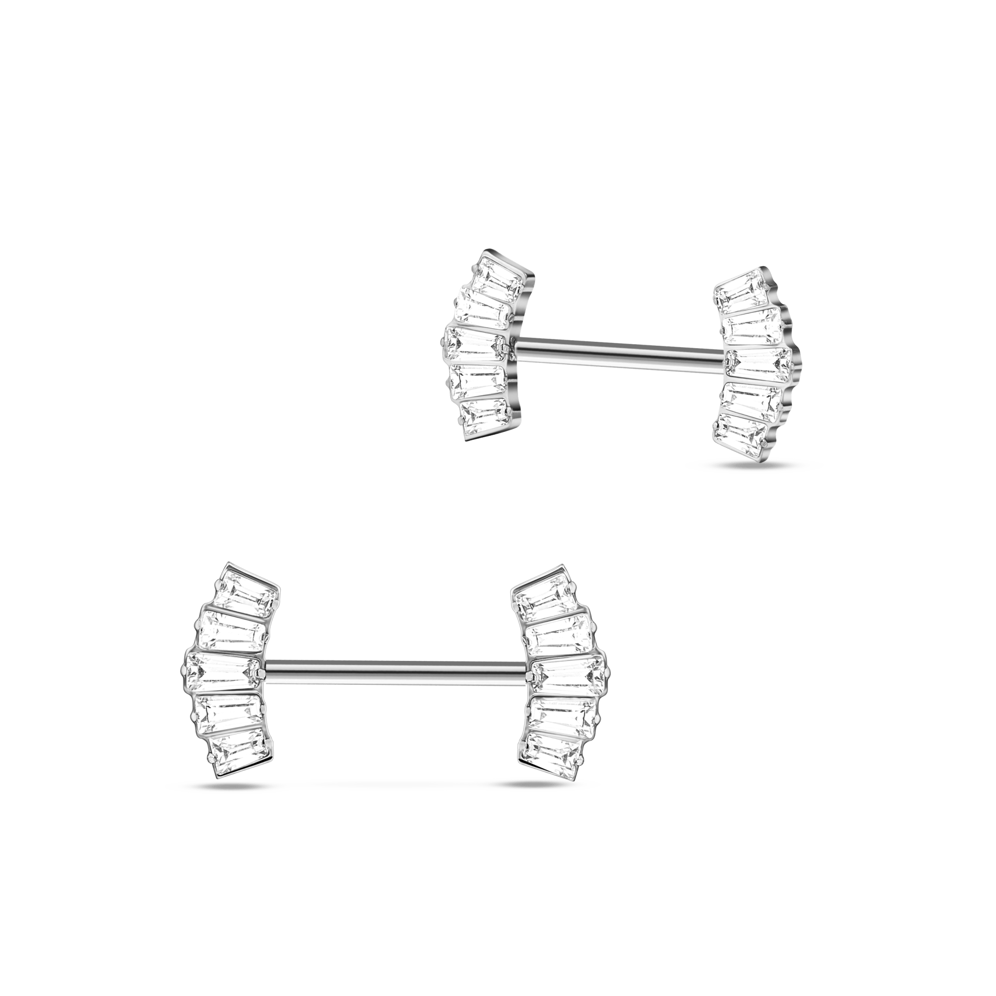 Piercing capezzoli ventaglio in argento con cristalli bianchi - NovaNavel