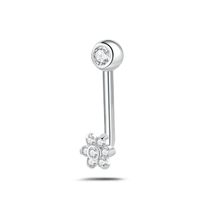 Piercing intimo fiore bianco in argento - NovaNavel