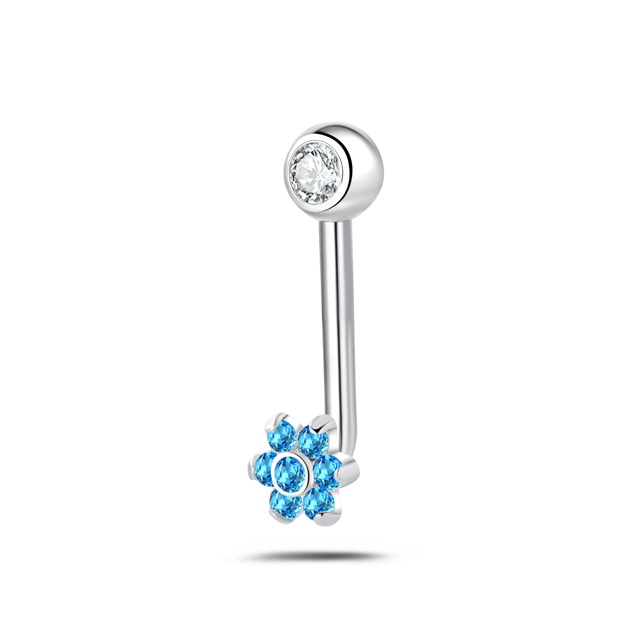 Piercing intimo fiore blu in argento - NovaNavel