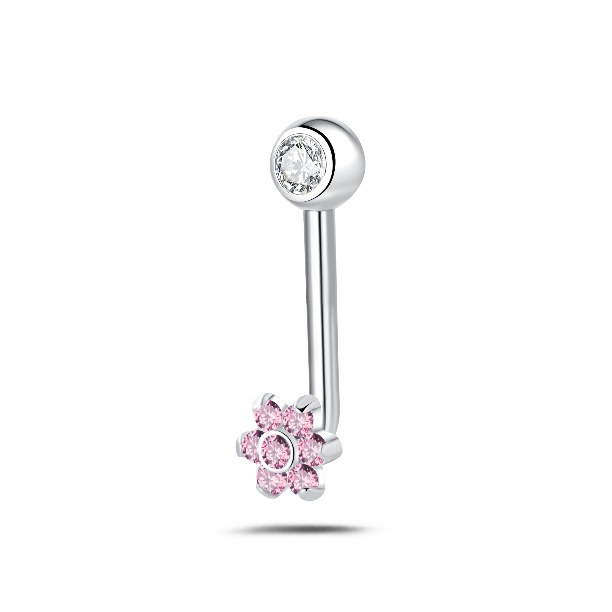 Piercing intimo fiore rosa in argento - NovaNavel