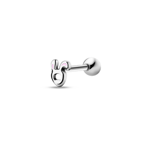 Piercing lingua coniglietto in argento con orecchie rosa - NovaNavel