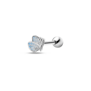 Piercing lingua farfalla in argento con ali azzurre - NovaNavel