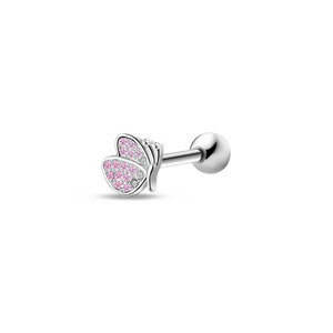 Piercing lingua farfalla in argento con ali fucsia - NovaNavel