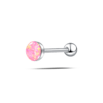 Piercing lingua ovale grande fucsia opale in argento - NovaNavel