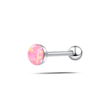 Piercing lingua ovale grande fucsia opale in argento - NovaNavel