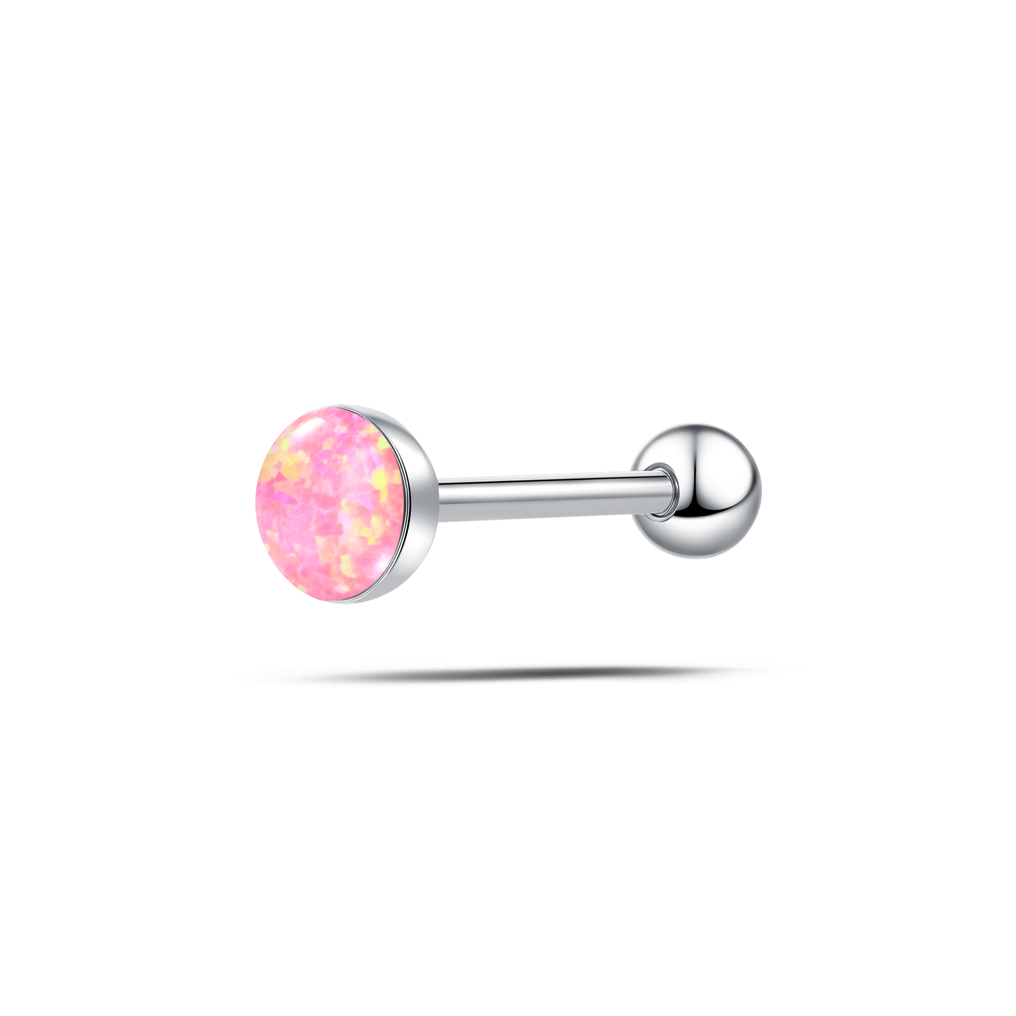 Piercing lingua ovale grande fucsia opale in argento - NovaNavel