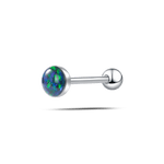 Piercing lingua ovale grande verde opale in argento - NovaNavel