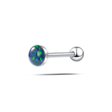 Piercing lingua ovale grande verde opale in argento - NovaNavel