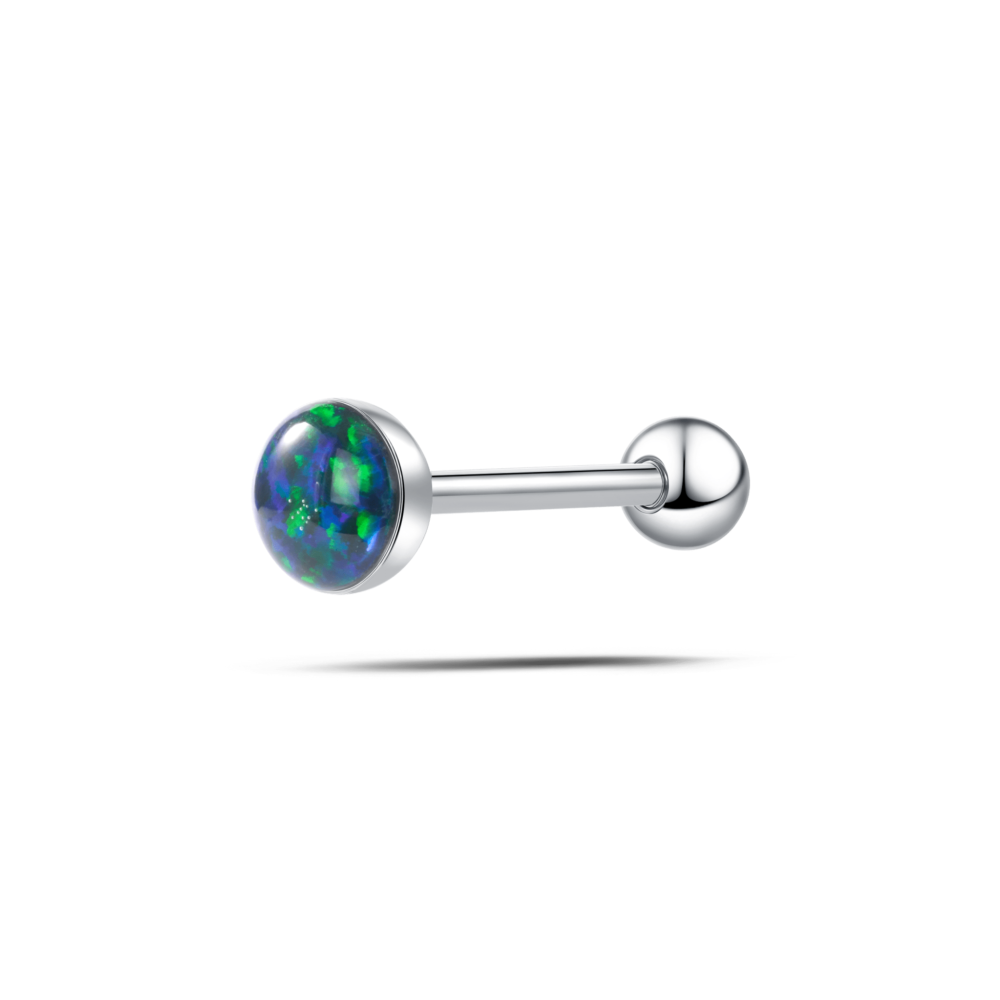 Piercing lingua ovale grande verde opale in argento - NovaNavel