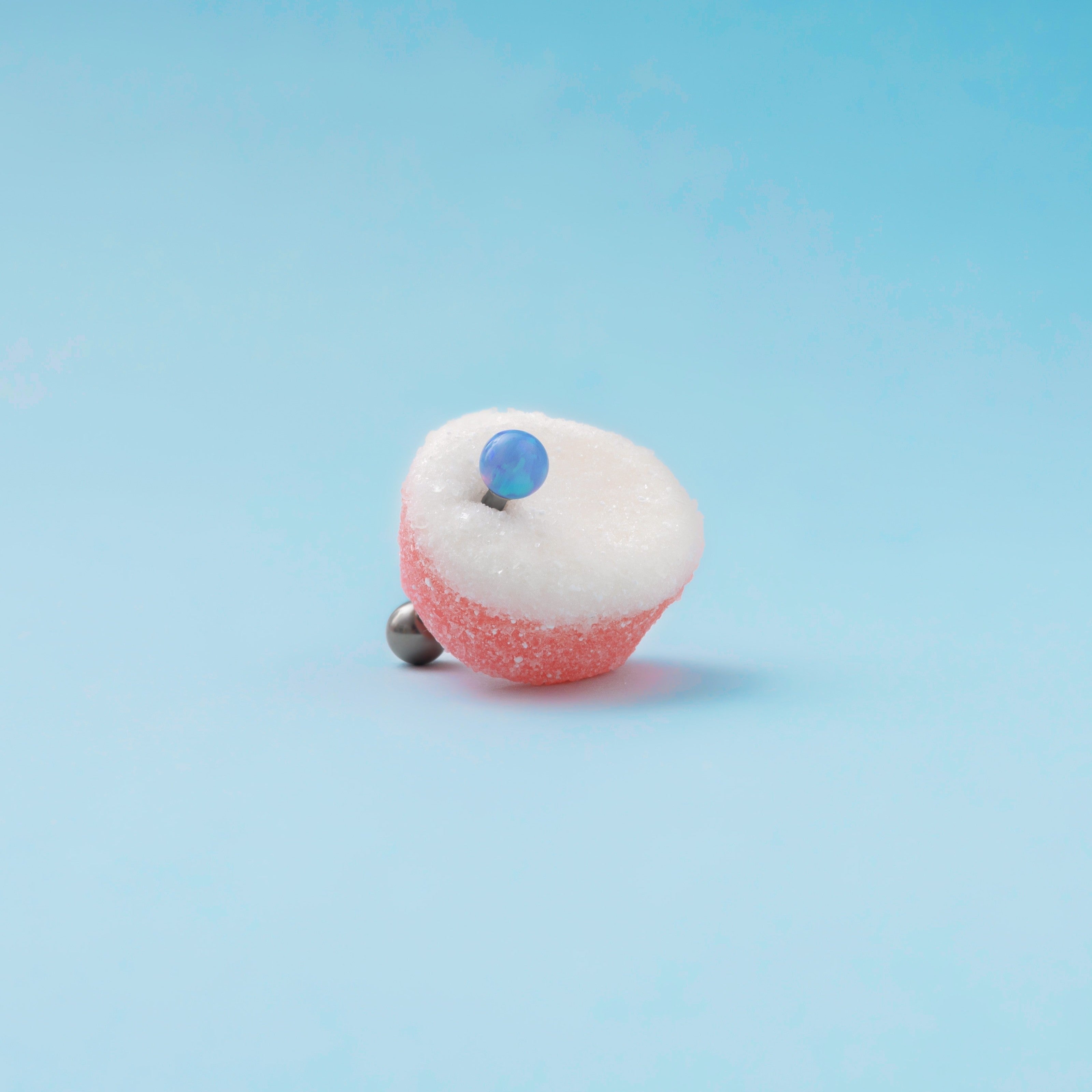 Piercing lingua sfera azzurro opale in argento - NovaNavel