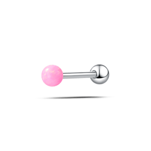 Piercing lingua sfera fucsia opale in argento - NovaNavel