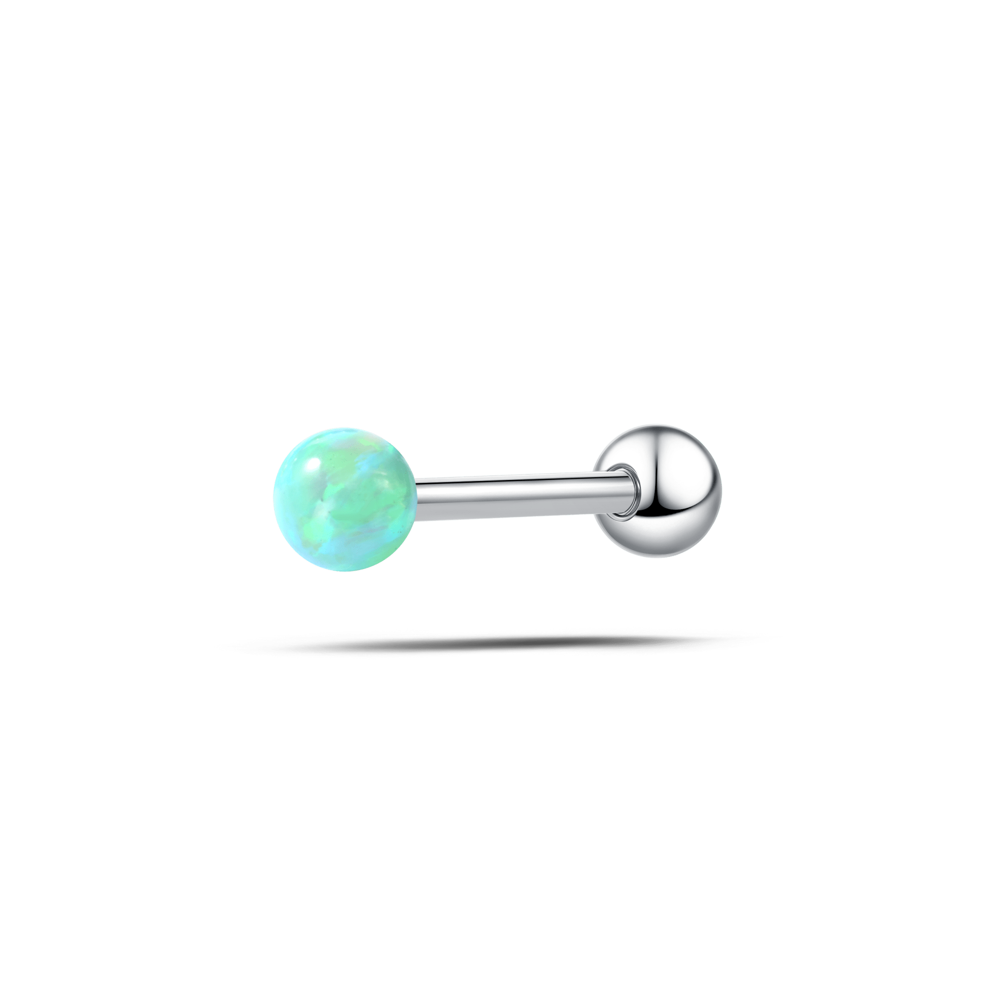 Piercing lingua sfera verde opale in argento - NovaNavel