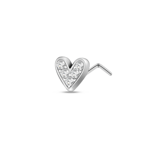 Piercing naso cuore in argento con cristalli bianchi - NovaNavel