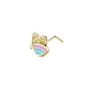 Piercing naso farfalla in oro con cristalli arcobaleno - NovaNavel