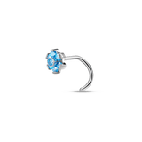 Piercing naso fiore azzurro in argento - NovaNavel